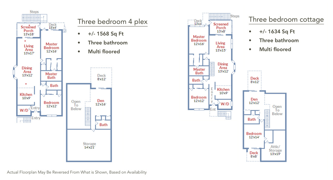 palm-island-three-bedroom-4plex-and-cottage-layouts